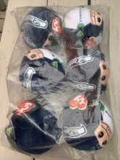 TY NFL Beanie Baby Ballz SEATTLE SEAHAWKS  4.5 inch RETIRED w/ Tags 6-PK NEW
