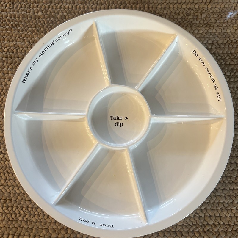 Mud Pie Veg Crudités Chip Dip Round Serving Platter "Take a Dip"