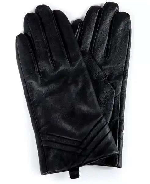 Marcus Adler women's Tiered front Touchscreen Gloves - size Large -Black Leather