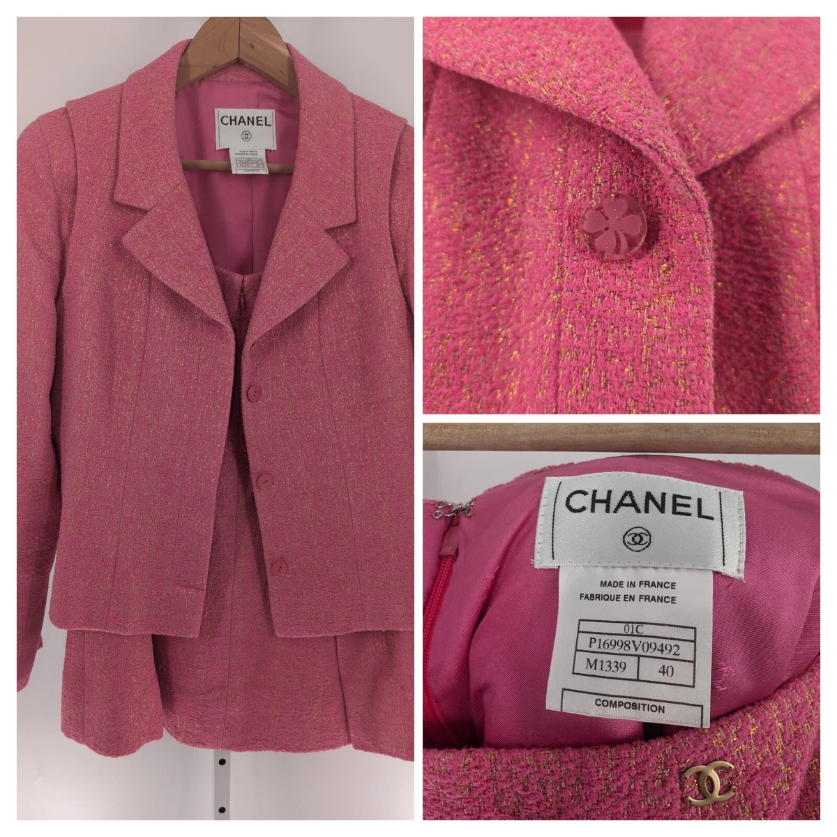 CHANEL Tweed Jacket Pink In Women's Suits & Blazers for sale | eBay