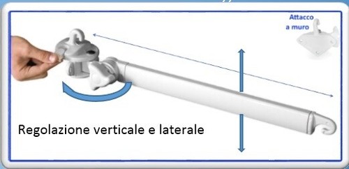Braccetti Per Tende TENDAGGIMANIA Da Sole A Caduta Esterne In PVC - Colore Bianco - Misura 50 Cm - 1 Coppia Di Braccetti Tenda Regolabili Fino A 180u00b0 4 Viti Autoforanti - Foto 5