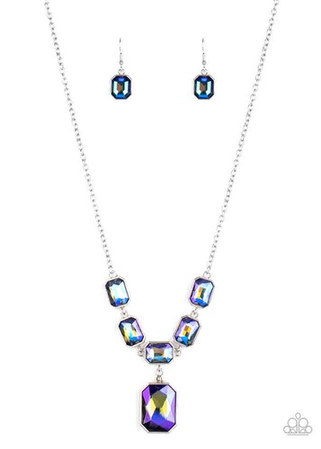 LOP🔥Million Dollar Moment💎OIL SPILL💎BLUE Necklace set Paparazzi🔥VHTF🔥 LQQK - Picture 6 of 11