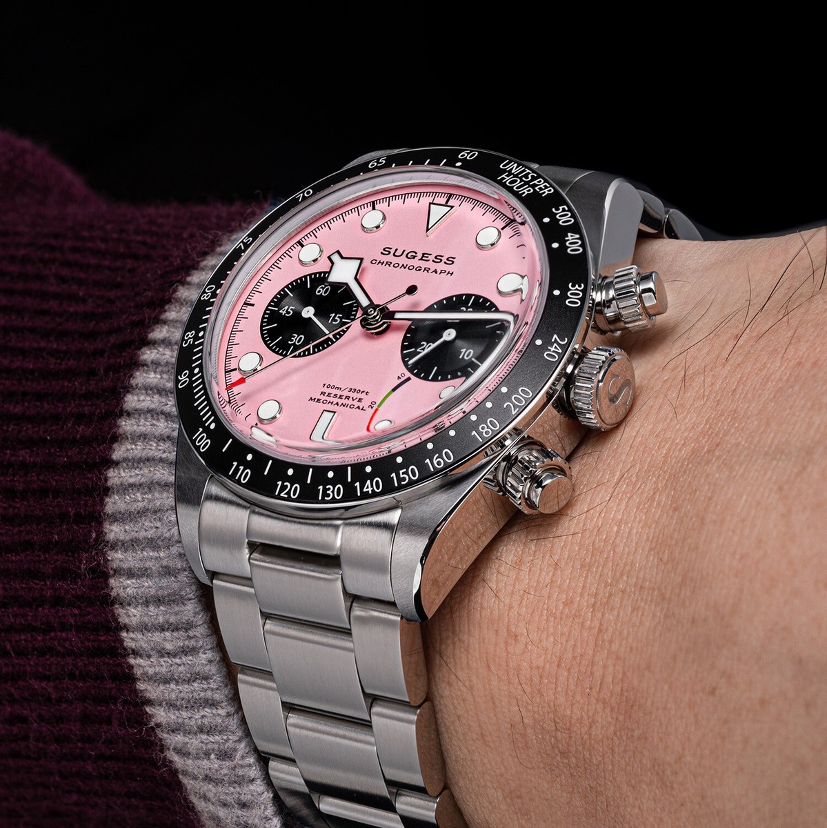 Seagull Sugess ST1907 Panda 41mm Pink Power Indicator Chronograph