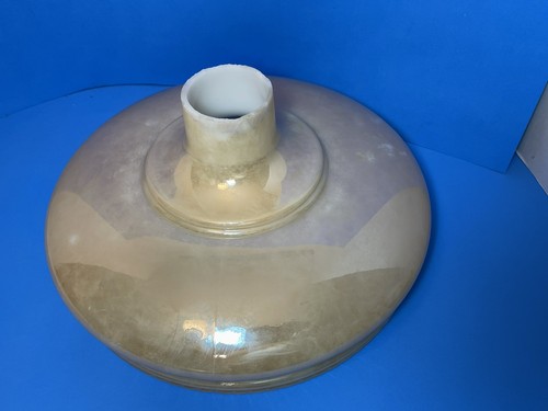 Lampada funebre vintage 14" paralume terra torchiere oro vetro lucido attacco 3" - Foto 4 di 19