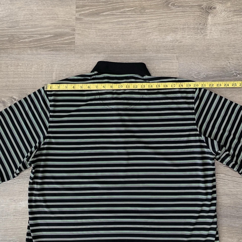 Pebble Beach Mens Polo Shirt Sz XL Green Black Striped Short Sleeve Performance  - Image 4 of 4