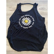 Dirtee Laundry Tank Women’s Daisy All you Need Is Love Logo Size Small Black
