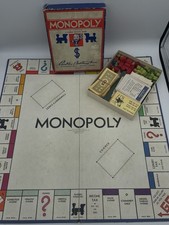 1936 Monopoly Board Game Wood Pieces Board Instructions Parker Brothers No Dice