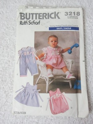 Butterick 80er Jahre Schnittmuster 3218 Ruth Scharf alle Größen Kleinkinder Babykleidung