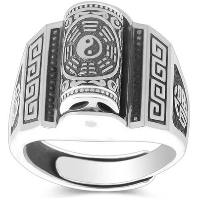 Spinning Bagua Ring Wide Band Adjustable Open Index Finger Men Jewelry Statement