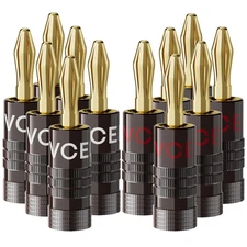 Banana Plugs, Speaker Wire Connectors, 4Mm 24K Gold Plated Dual-Screw Type for 1