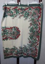 Vintage Christmas Pine Cone Cotton Linen Table Cloth Size 70" x 48"