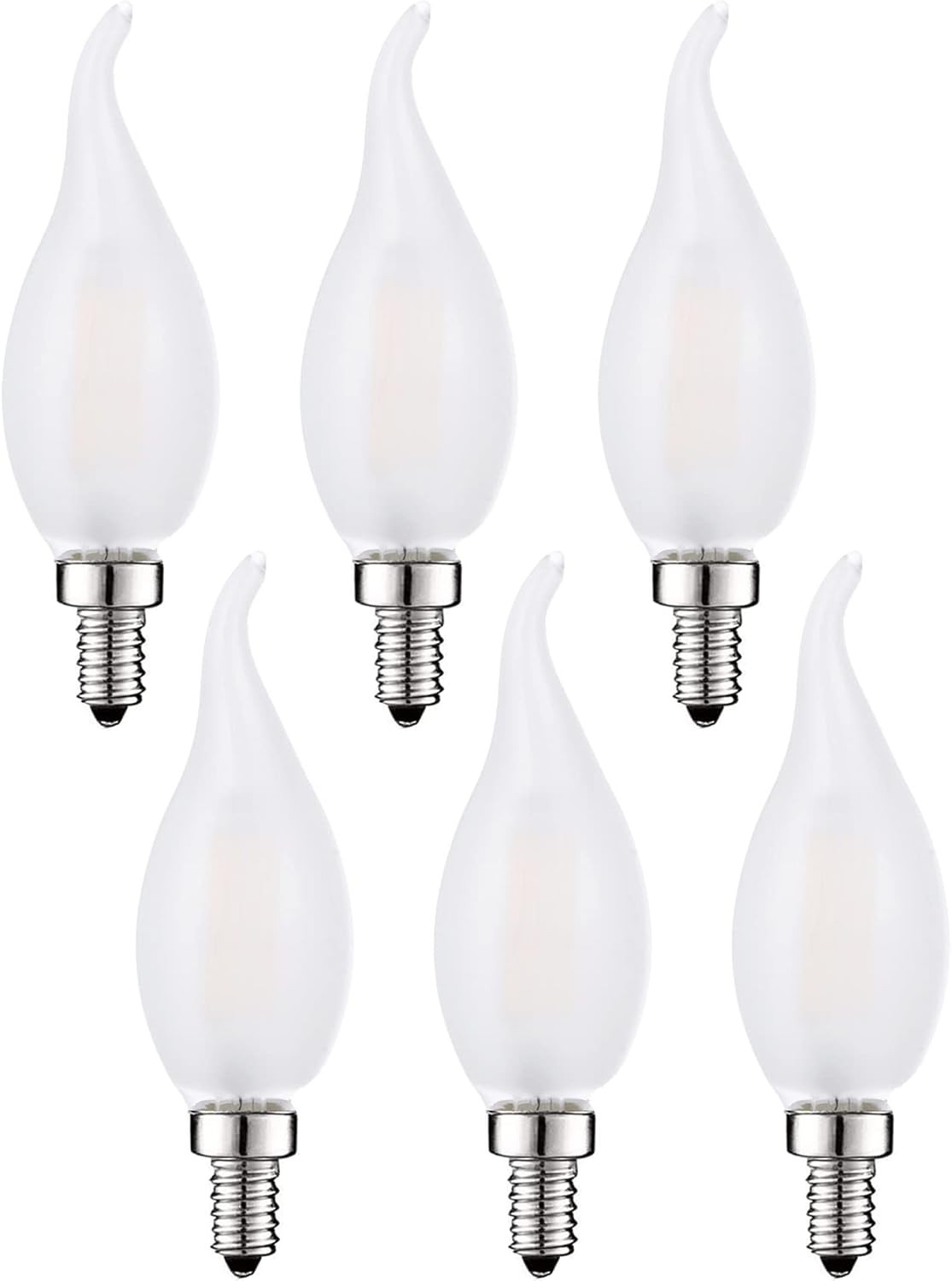60 Watt Flame Tip Chandelier Light Bulb, 6w Smooth