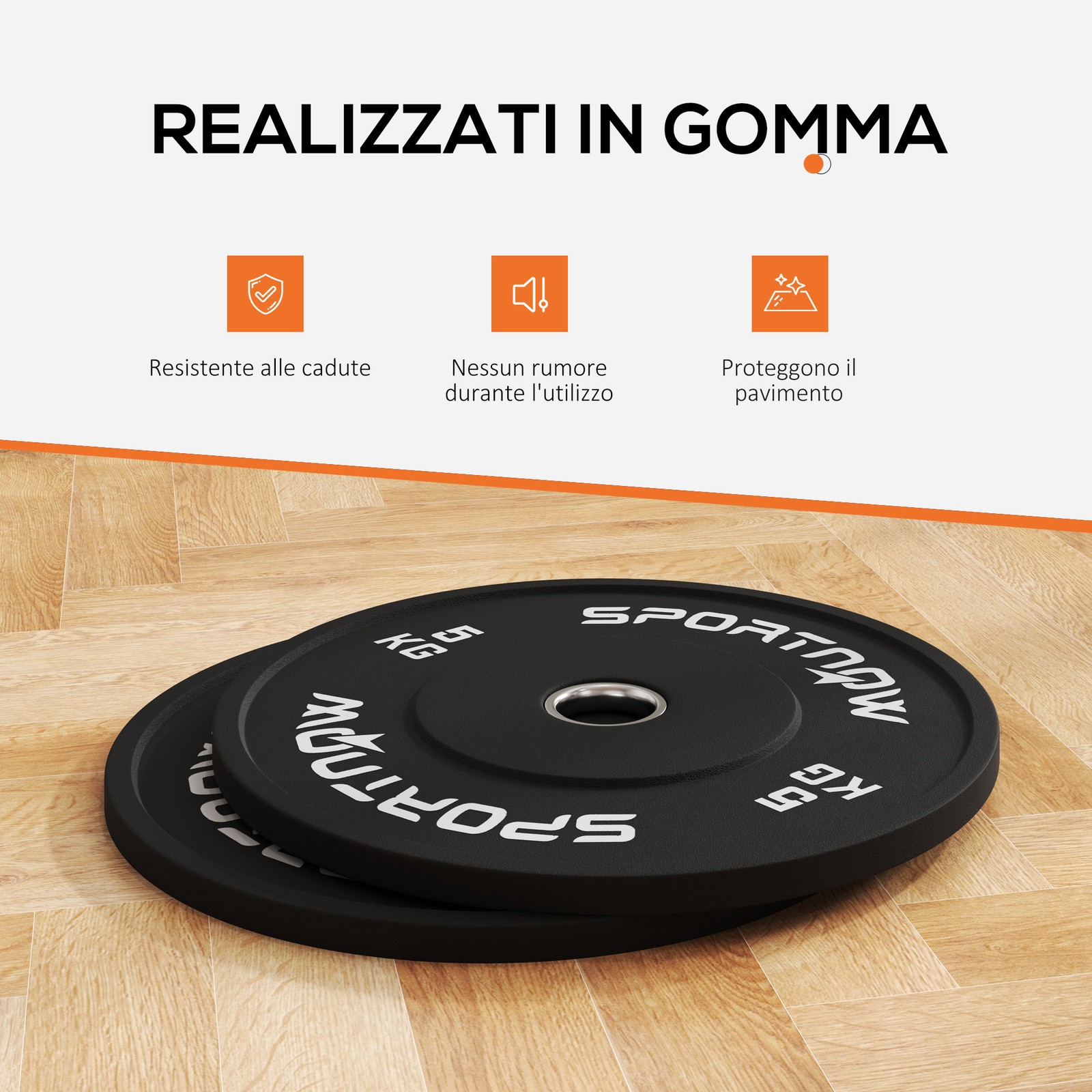 Set di 2 dischi pesi da 5kg in gomma foto 4