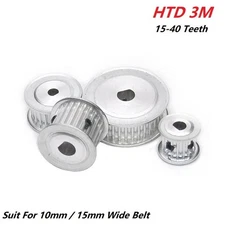 HTD 3M Timing Belt Pulley D Shape Bore 15-40 Teeth AF Type 10mm 15mm Width Belt