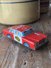 Vintage Tin Litho Fire Chief Friction Toy Car, Made in Japan