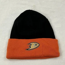 Anaheim Ducks NHL Hockey Team Logo Reebok Winter Knit Cuffed Beanie Hat Cap OSFM