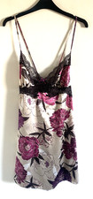 New Marks Spencer Floral Print Satin Mini Chemise Under Dress UK 12