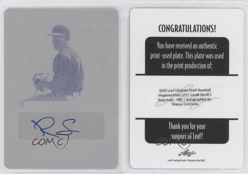 2020 Leaf Ultimate Draft Printing Plate Magenta 1/1 Roansy Contreras Auto 0n5b - Image 3 of 3