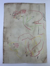 Pablo Picasso COA Art Painting Original Drawing Vintage Paper Signed