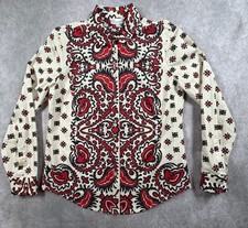 RED Valentino IT 44 Button-Up Shirt Abstract Floral Print Black Red Cream