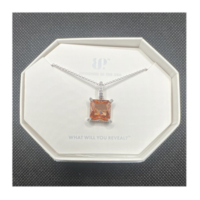 Ring BombParty NK45061 Rhodium Plated Smokey Topaz CZ Pendant Necklace 18in(941)
