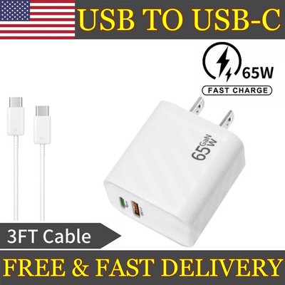 #ad #ad 65W Super Fast Charger Plug 1 USB C Cable For Samsung Galaxy S22 S23 S24 A53 $1.46
