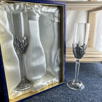 Royal Selangor Zinn Rosen Sektflöte Paar OVP Lovley Geschenk