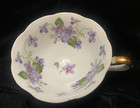 Lefton China Hand Painted Tea Cup Scalloped Edges Purple Violet Gold Trim — photo 3