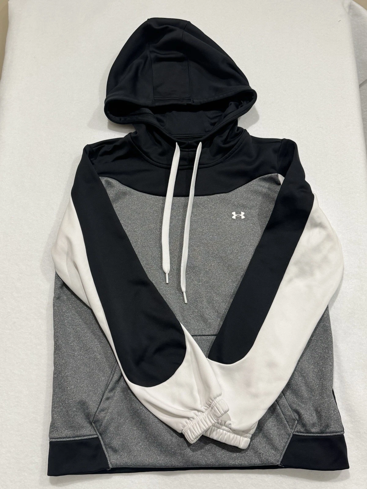 Women's Armour Fleece Colorblock Hoodie Midnight Black Gray White