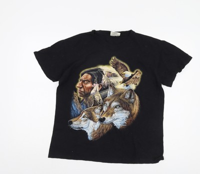 Oily Rag Co. Vintage Herren T-Shirt schwarz Indianer Grafik, M