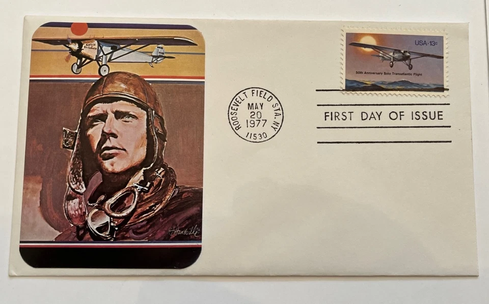1977 Lindbergh 13c Stamp First Day Covers (2) & Commemoratives (2) - Image 3 of 4