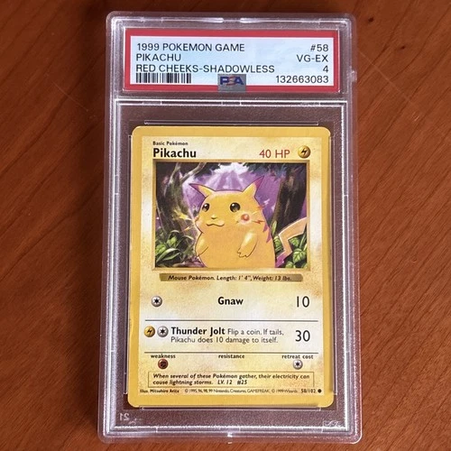 PSA 4 Pikachu 58/102 Red Cheeks Shadowless Base Set 1999 Pokemon Card