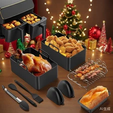 18pcs Air Fryer Accessories, Dish Silicone Air Fryer, Racks, Kitchen Oil Spray