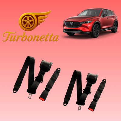 For All Mazda Adjustable Retractable 2 Pack Black 3 Point Turbonetta Belt