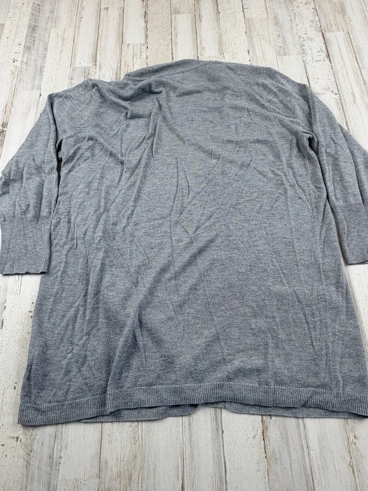 Cárdigan suéter Merona gris claro suave frente abierto mangas 3/4 talla grande para mujer Foto 4 de 4