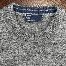 Gap Gray Heathered Crewneck Knit Sweater Youth Large Ribbed Cuff Classic Casual