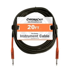 20ft 1/4 Inch Instrument Guitar Cable Straight to 20 Feet Sunset Orange