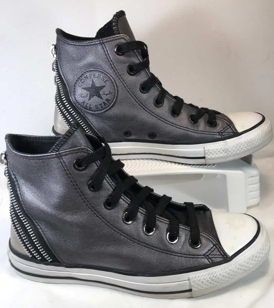 Converse all star black leather womens store