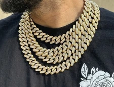 Iced 18mm Miami Cuban Link Chain necklace 14k Gold Solid Stainless Steel Bling