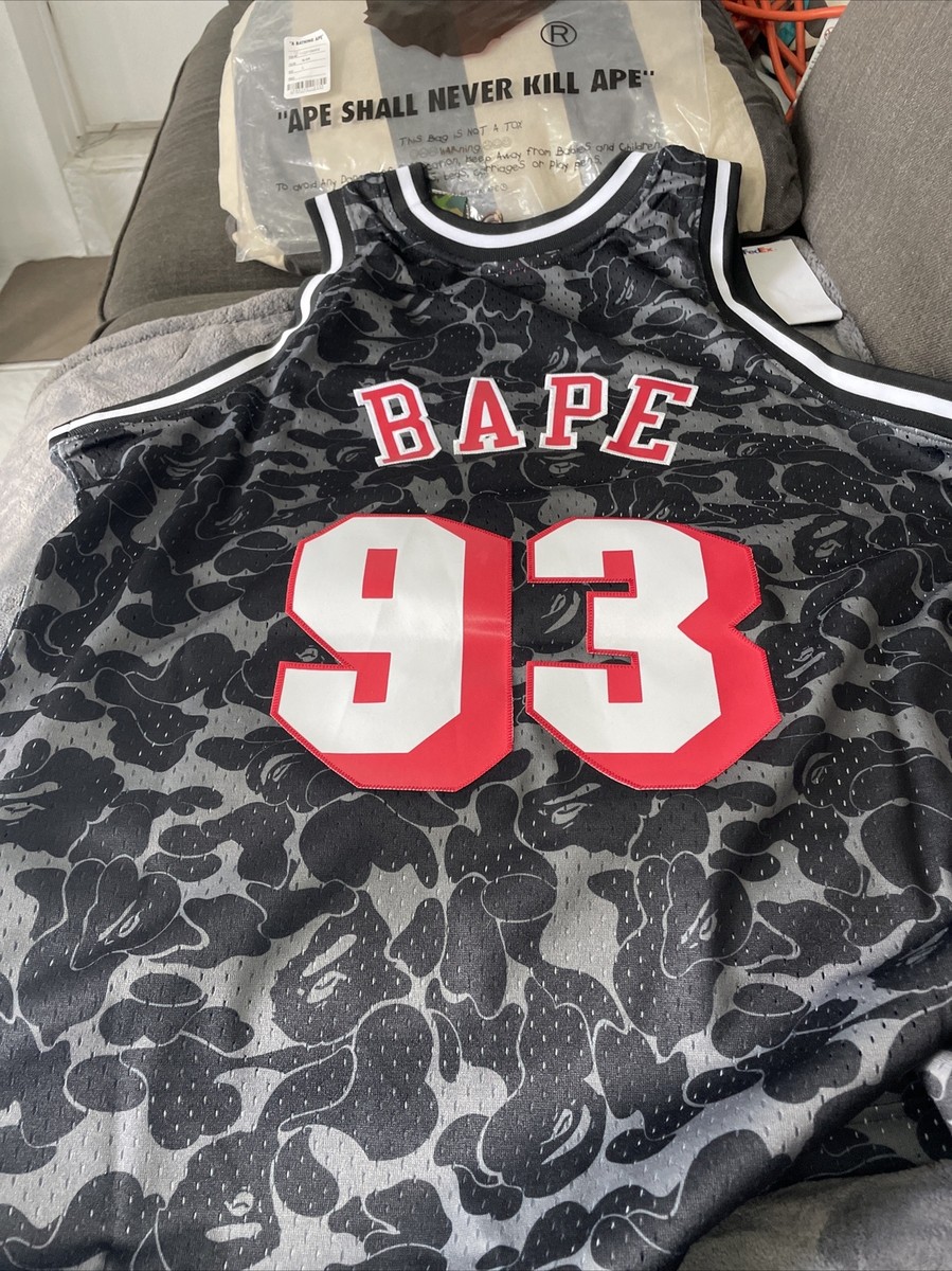 A BATHING APE MIAMI ジャージ 93 Bathing Ape Bape Mitchell Ness Miami Heat Jersey Size L