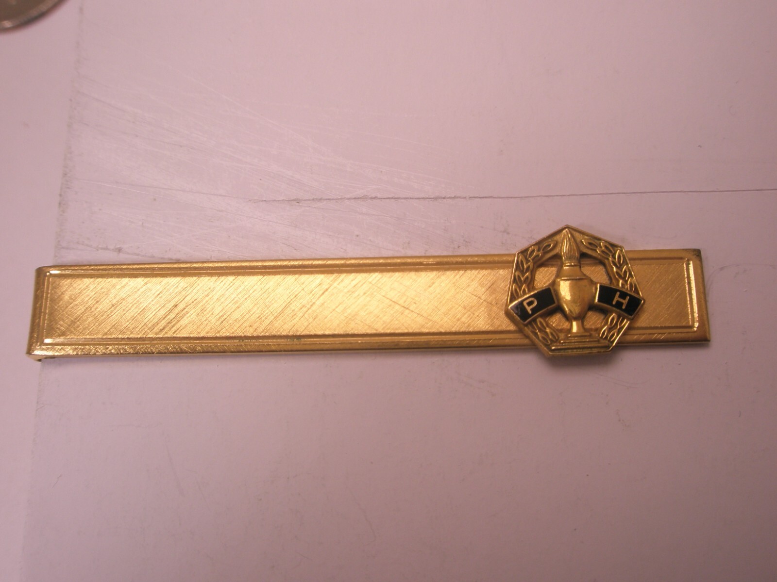 P H Vintage Silver Tie Bar Clip for Classic Mens Fashion