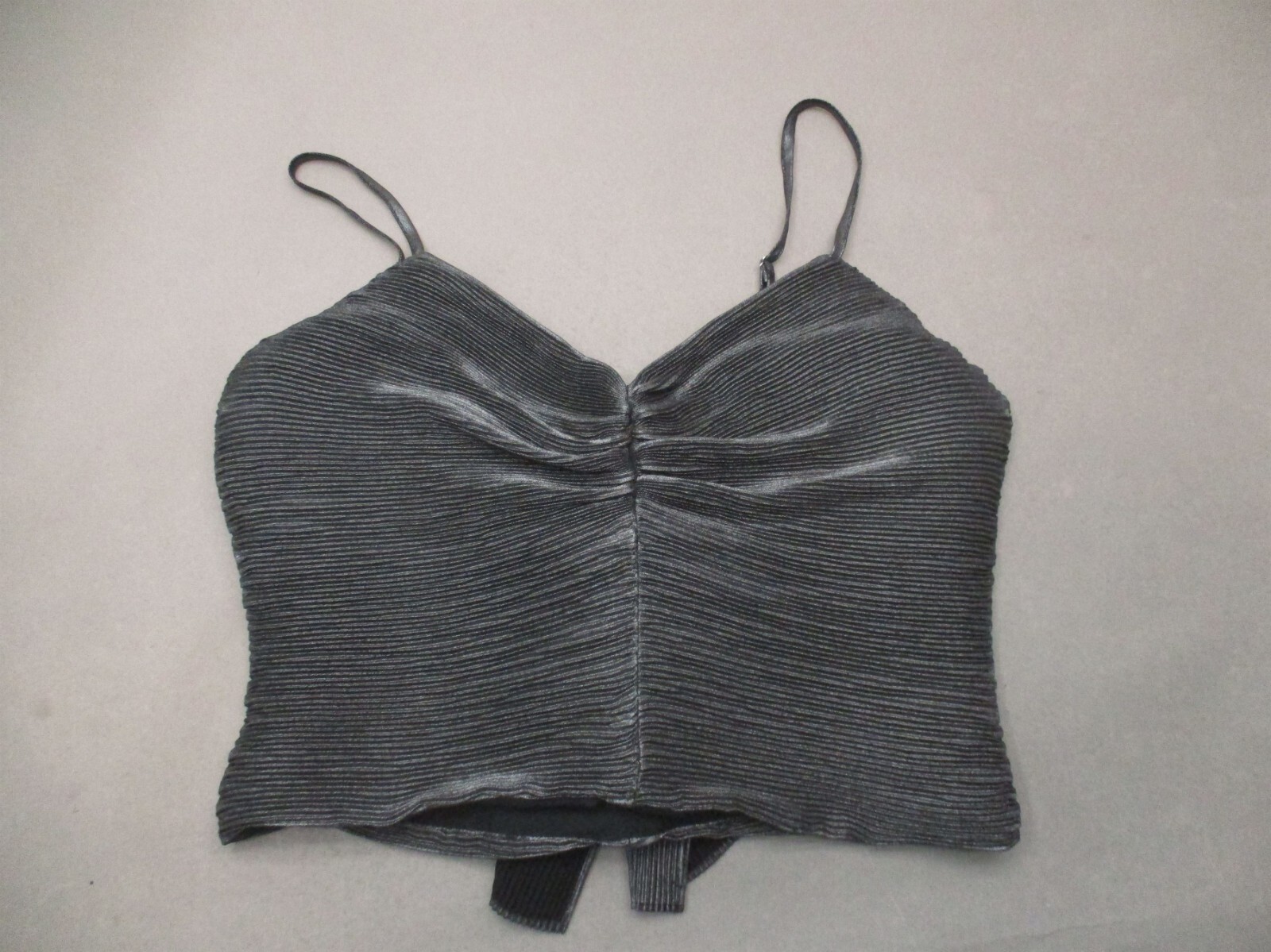 NWT EXPRESS Size M Womens Gray Lined Ruffle Back Crop Cami Summer Party Top 969