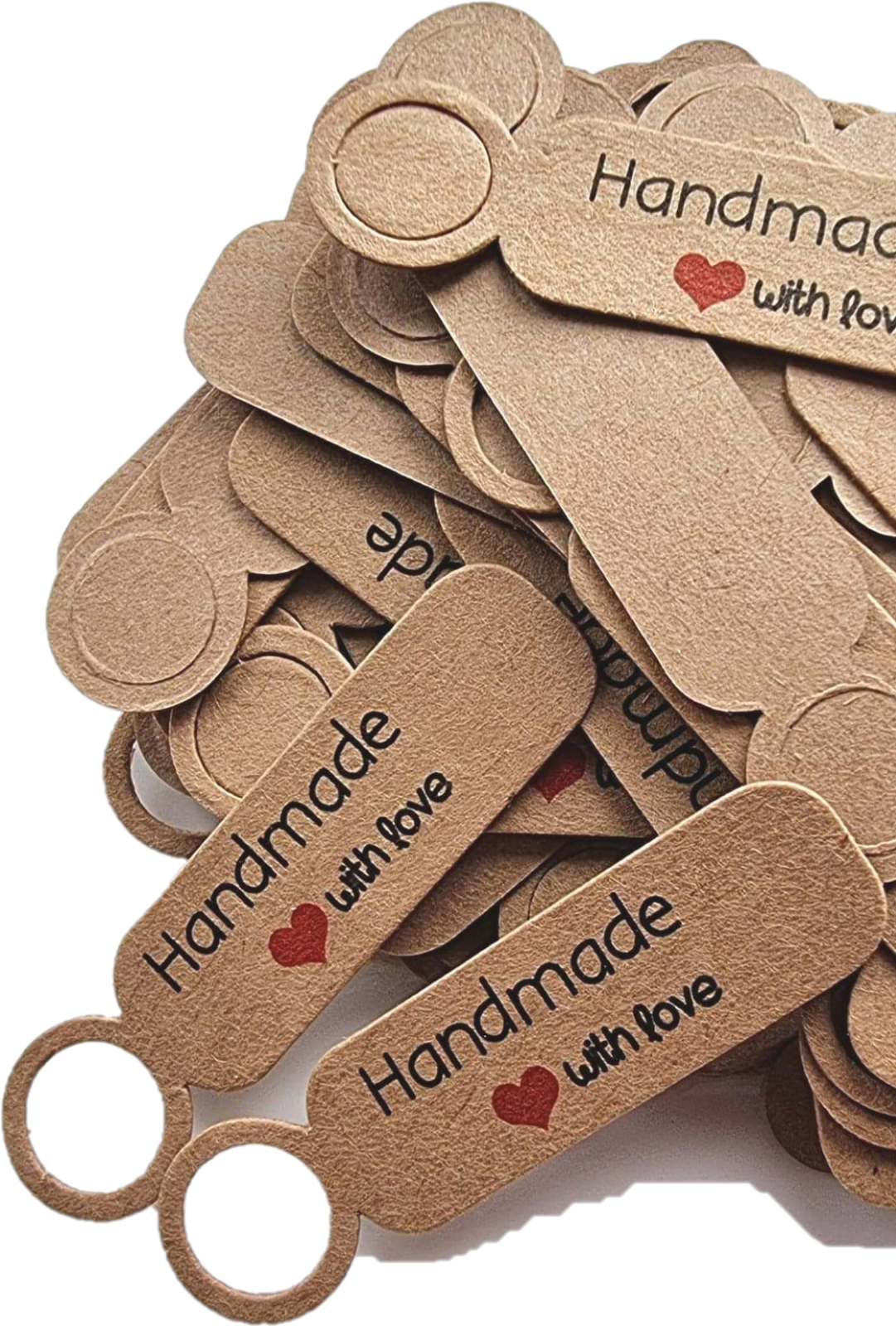 100 x Jewellery Display Gift Tag Price Labels Kraft ~ Handmade With Love Brown