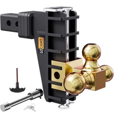 2" Receiver 6" Drop Rise Adjustable Towing Hitch Tri-Ball Mount Trailer 17000 lb