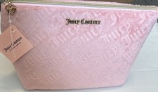 Juicy Couture Baby Pink Soft Cosmetic Travel Makeup Bag W/ 1 Toiletry Bottle