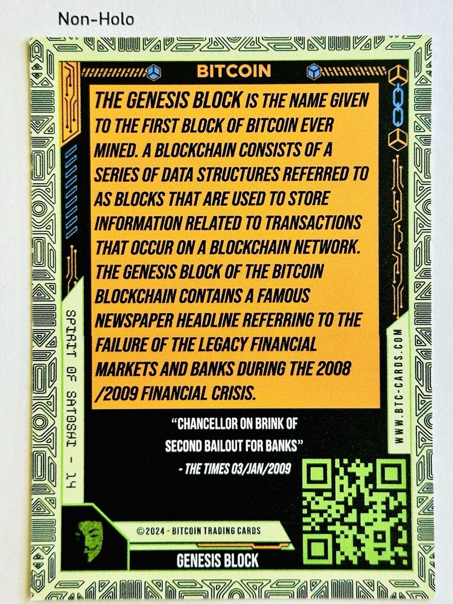 GENESIS BLOCK #14 2024 Bitcoin Trading Cards Spirit Of Satoshi BASE /556 |  eBay