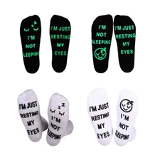 Unisex Not Sleep Just Resting Eyes Luminous Funny Cotton Crew Socks Novelty Gift