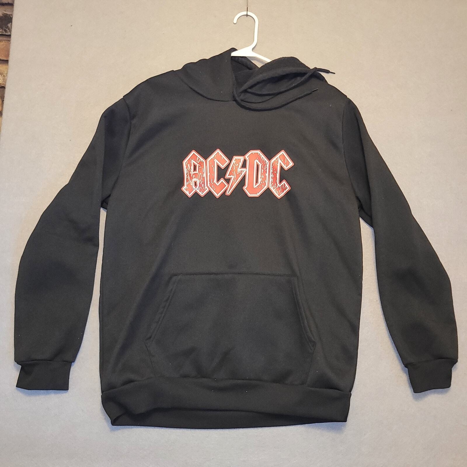 ACDC Mens HOODIE Sweatshirt VINTAGE Rock Band BLACK Size LARGE