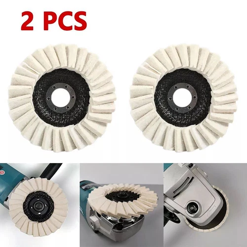 2PCS 4,5" Dischi Lucidatura Lana Finitura Ruota Tamponi Lucidanti,per Smerigliatrice Angolare - Foto 4 di 16