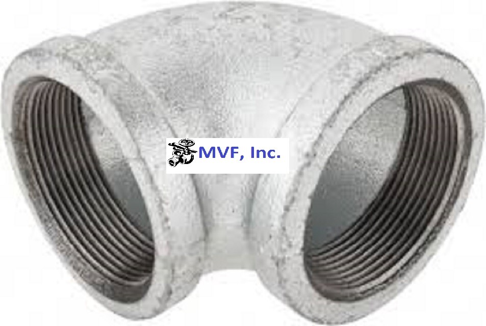 1/8" 150 Female NPT 90° Elbow Galvanized Malleable Iron Pipe Fitting <MI010141G